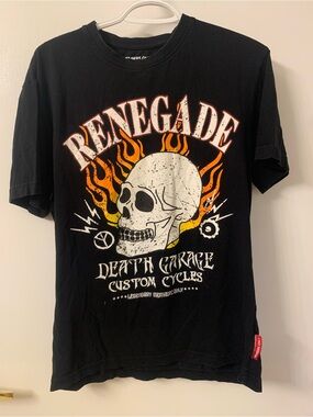 Members Only Renegade Skull Tee - Black with Orange & White